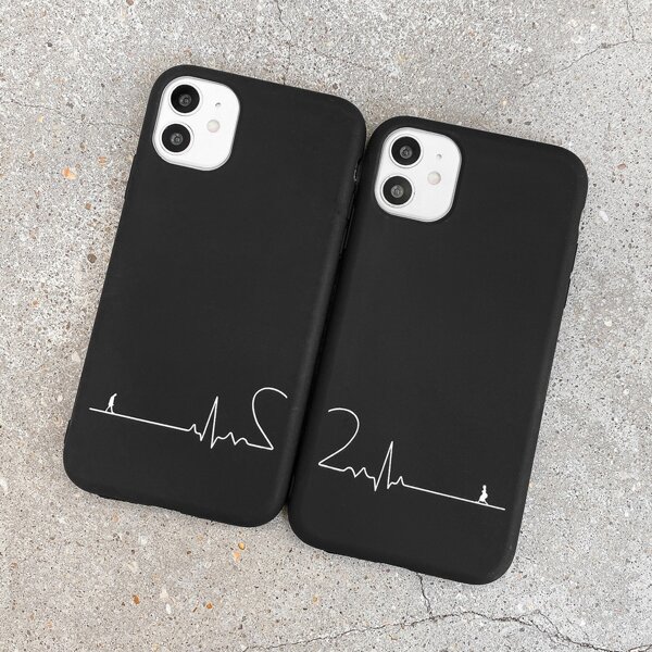 

2шт влюбленных волна Чехол для iPhone, Чёрный