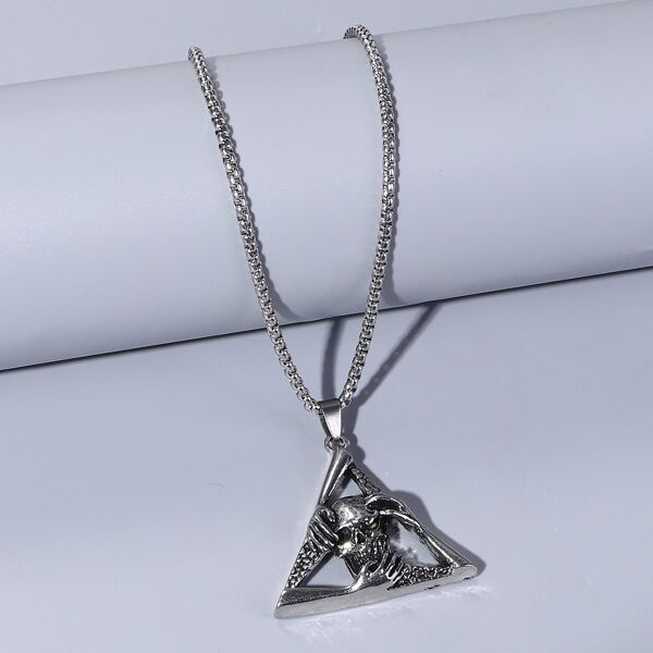 

Men Skull Pendant Necklace, Silver
