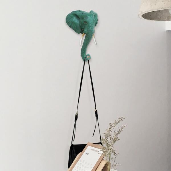 

1pc Elephant Wall Hook, Green