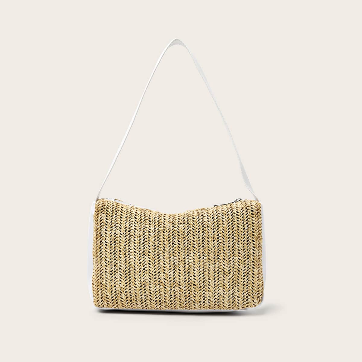 

Straw Shoulder Bag, Khaki