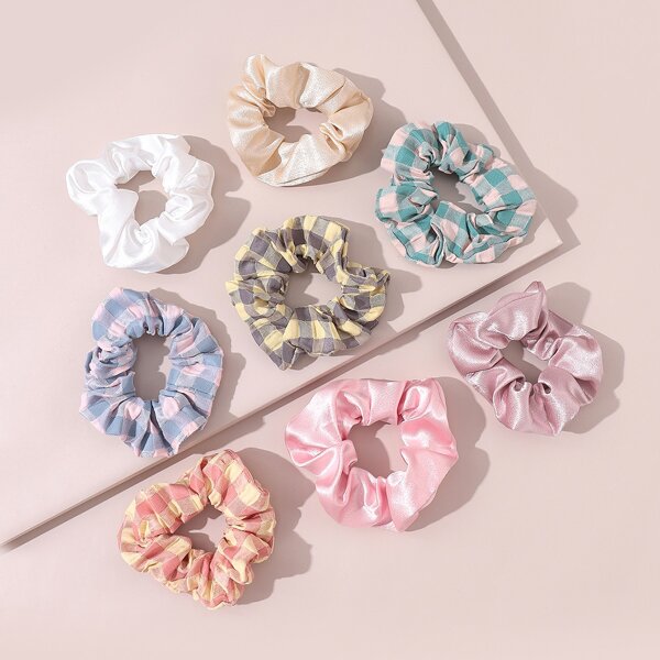 

8pcs Girls Scrunchies, Multicolor