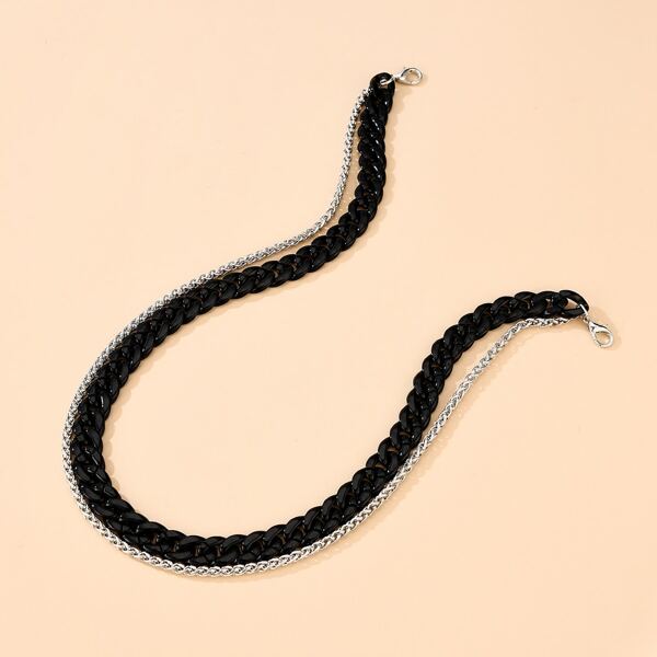 

Acrylic & Metal Layered Necklace, Black