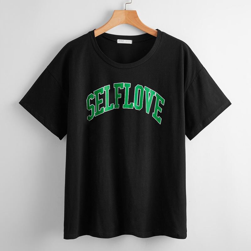

Letter Drop Shoulder Tee, Black
