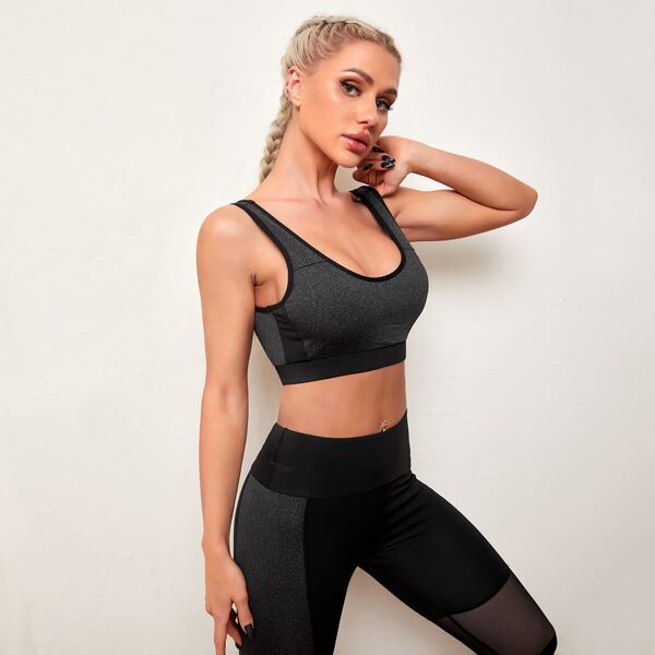 

Contrast Panel Sports Bra, Dark grey