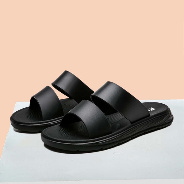 

Men Two Band Slides, Black