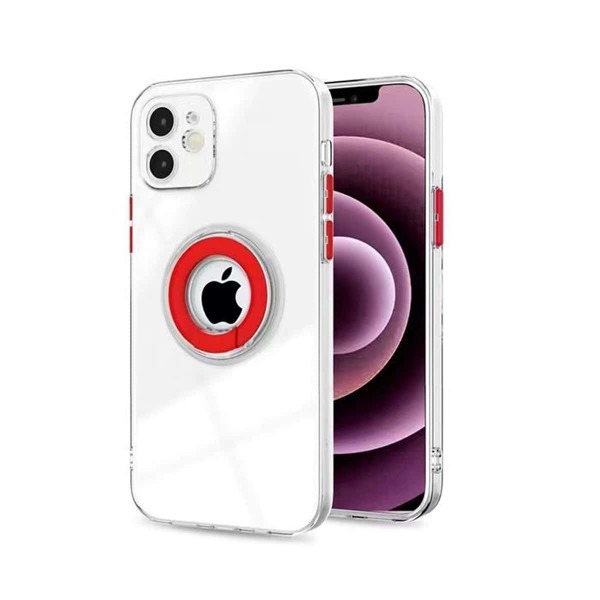 

Clear Phone Case With Phone Ring Holder, Red
