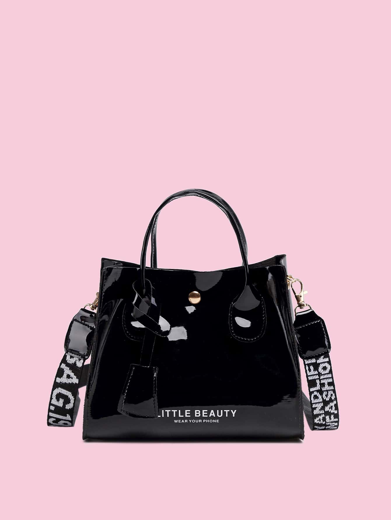Mini Patent Letter Graphic Satchel Bag SHEIN EUR