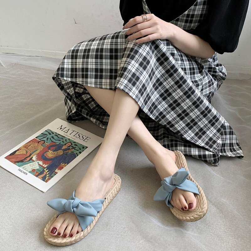

Bow Design Slide Sandals, Blue