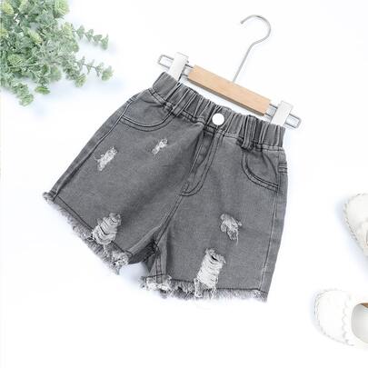 Girls Ripped Raw Hem Denim Shorts
