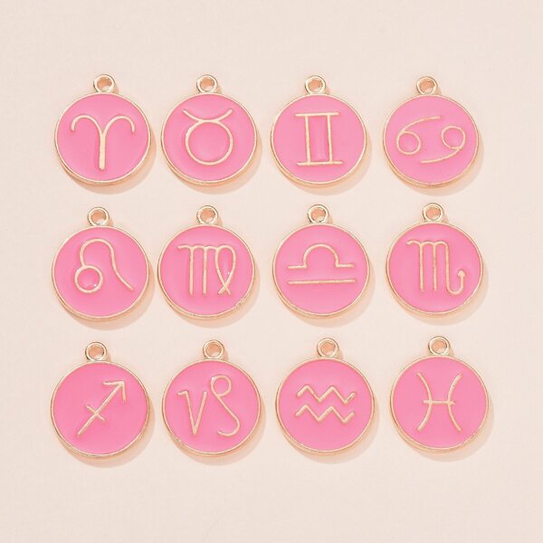 

12pcs DIY Constellation Sign Design Jewelry Accessory, Pink