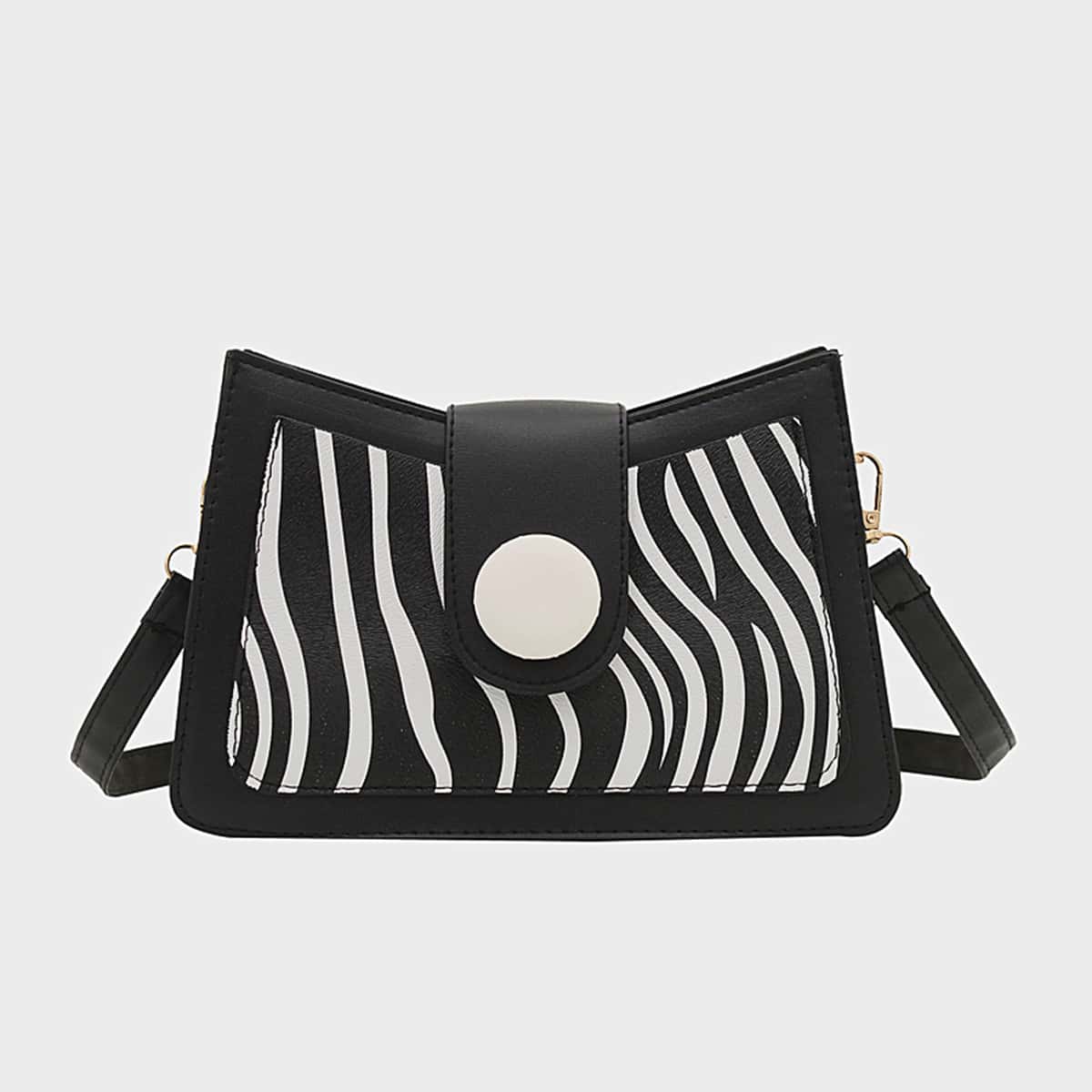 

Zebra Striped Shoulder Bag, Multicolor
