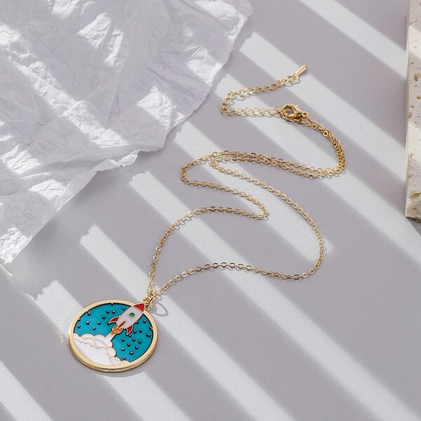 

Round Pendant Necklace, Silver
