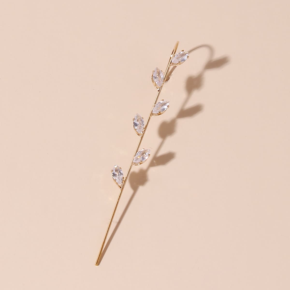 

1pc Rhinestone Decor Earring, Gold