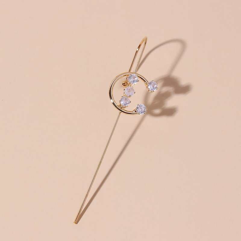 

1pc Rhinestone Decor Earring, Gold