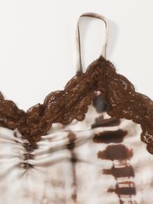 SHEIN Unity Tie Dye Lace Panel Ruched Cami Top - Multicolor - View 4