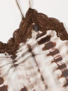 SHEIN Unity Tie Dye Lace Panel Ruched Cami Top - Multicolor - View 5