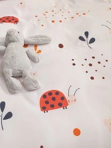Cartoon Ladybug Print Kids Duvet Cover Set Without Filler - Multicolor - View 6