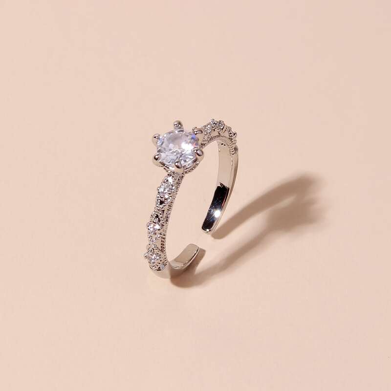 

Rhinestone Decor Ring, Silver