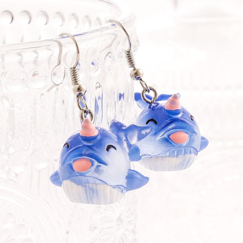 

Cartoon Charm Drop Earrings, Blue