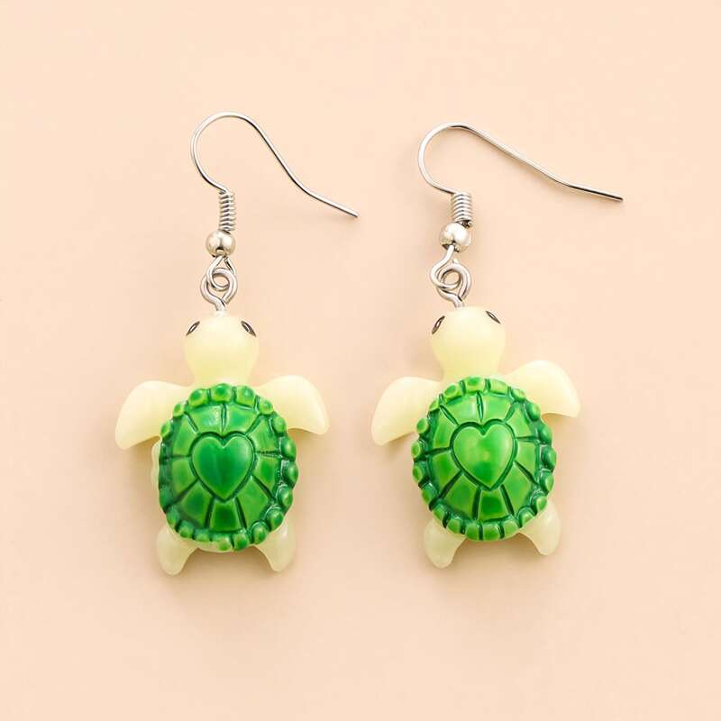 

Tortoise Charm Drop Earrings, Green