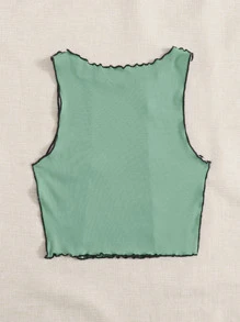 SHEIN Qutie Top tank ribete en forma de lechuga de color combinado de rayas - Multicolor - Ver 2