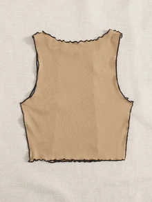 SHEIN Qutie Top tank ribete en forma de lechuga de color combinado de rayas - Multicolor - Ver 2