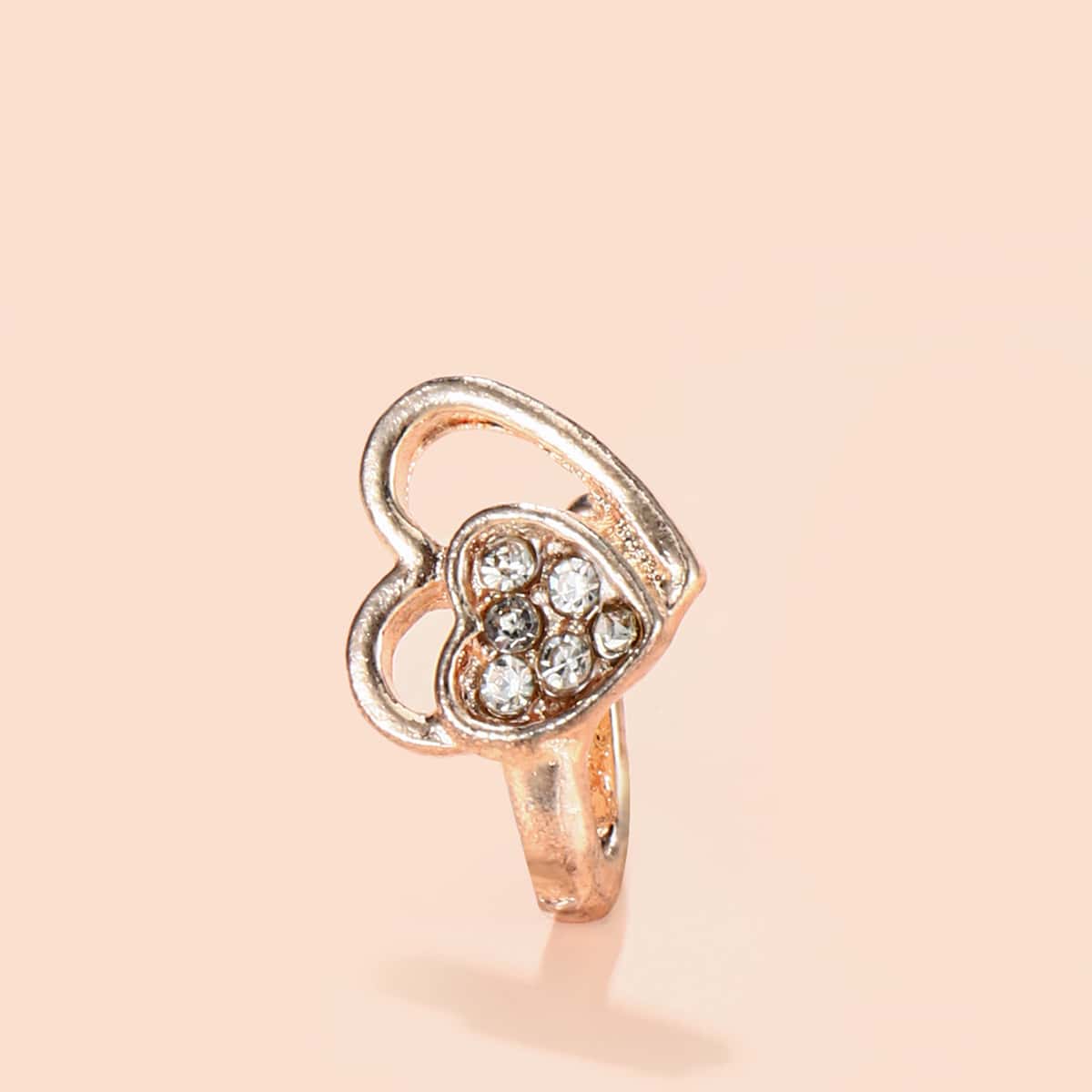 

Rhinestone Heart Decor Nose Ring, Gold