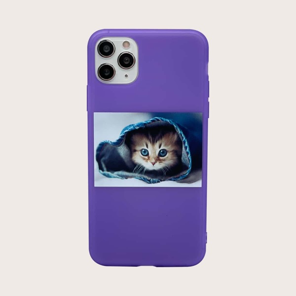 

Cat Pattern Phone Case, Purple
