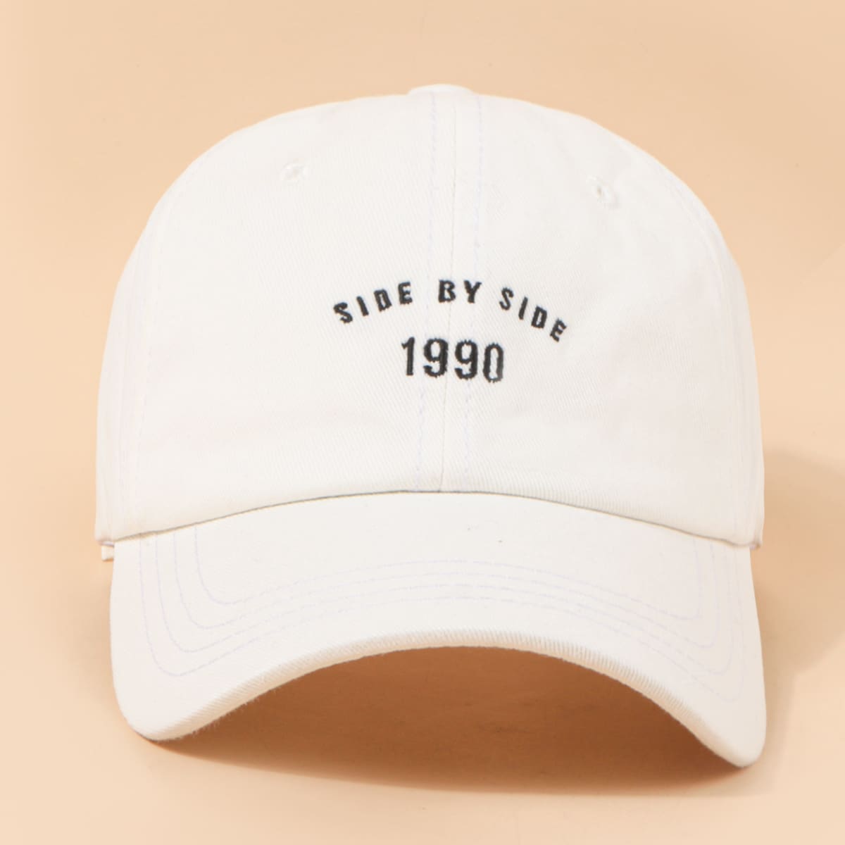 

Letter Embroidery Baseball Cap, White
