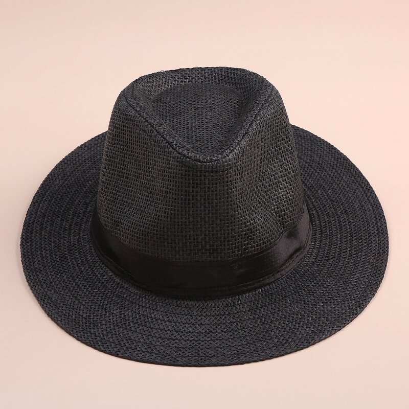 

Belt Decor Straw Hat, Black