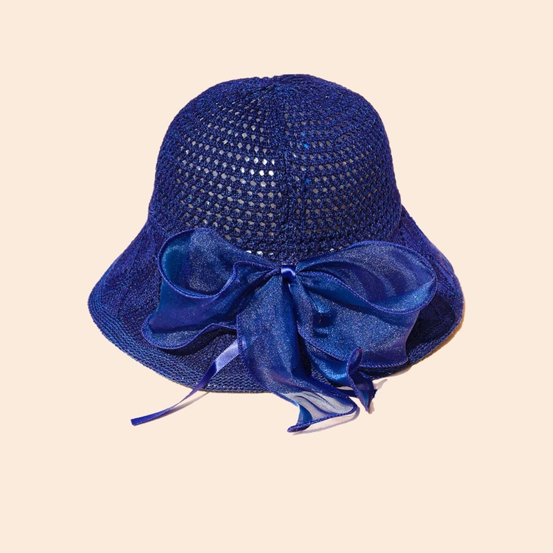 

Bow Decor Straw Hat, Royal blue