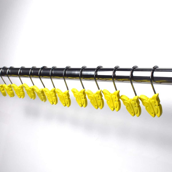 

12pcs Butterfly Shaped Shower Curtain Hook, Yellow