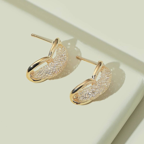 

Rhinestone Decor Stud Earrings, Gold