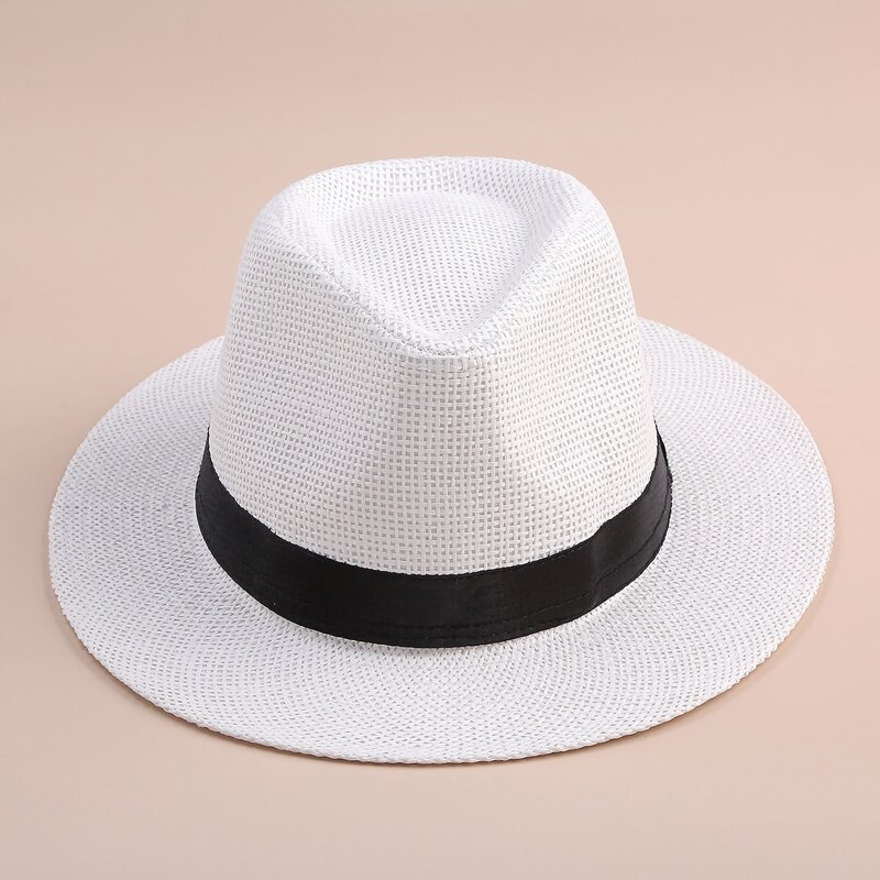 

Belt Decor Straw Hat, White