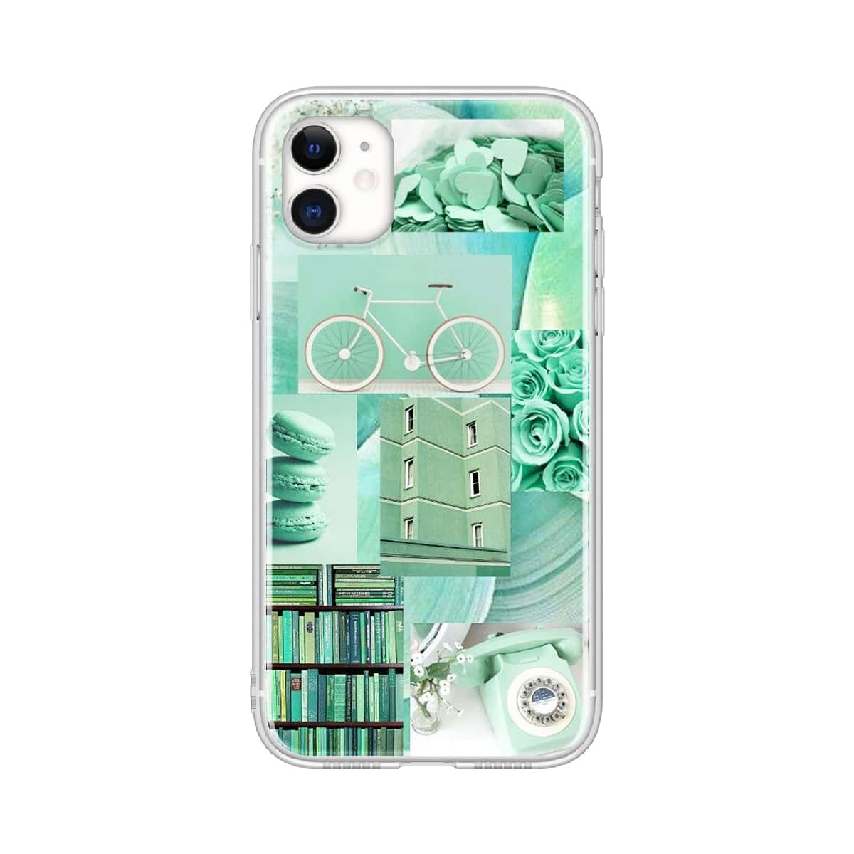 

Aesthetic Collage Pattern iPhone Case, Green