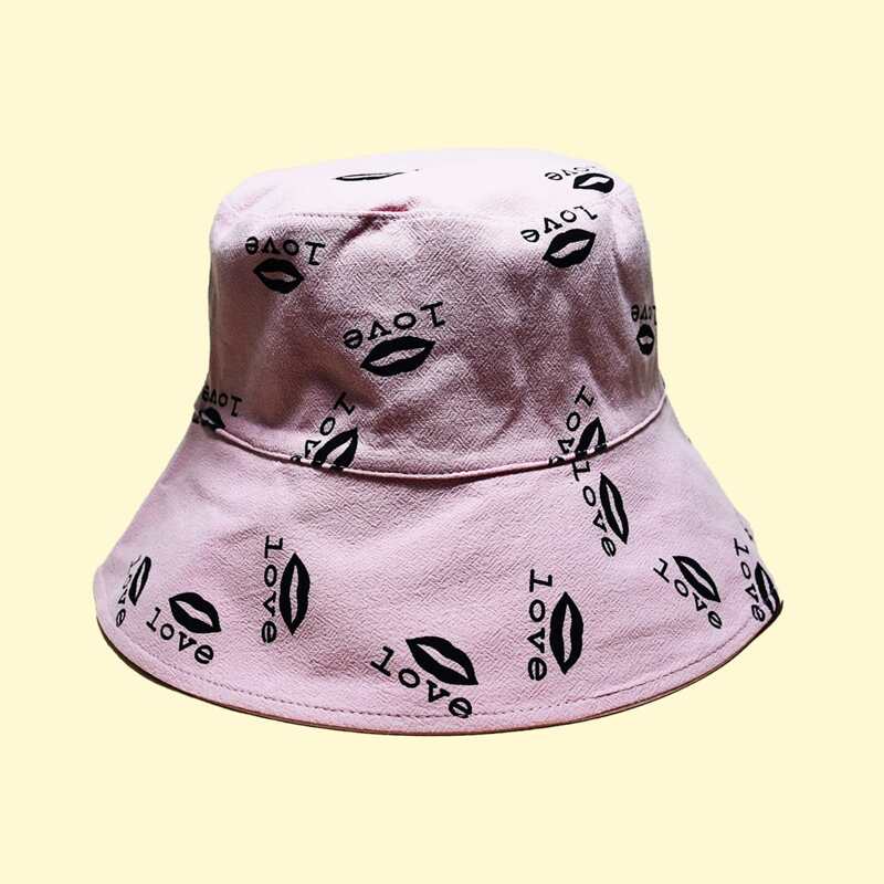 

Letter Pattern Bucket Hat, Pink