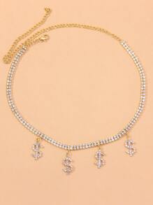 Dollar Sign Pendant Necklace - Yellow Gold - View 2