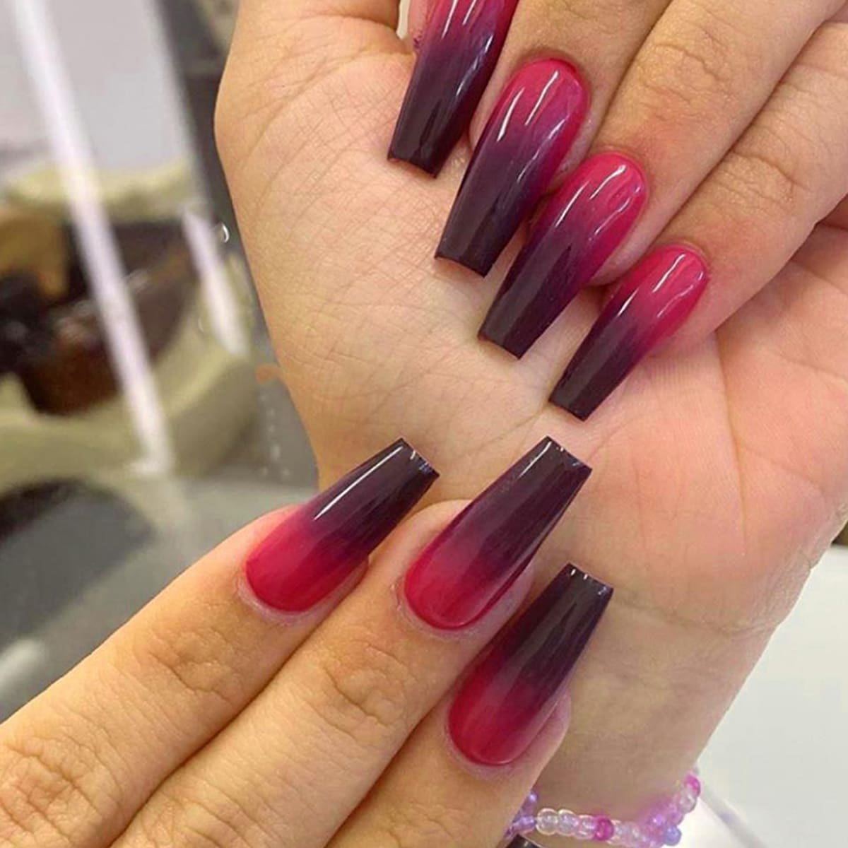 24pcs Ombre Fake Nail, Purple