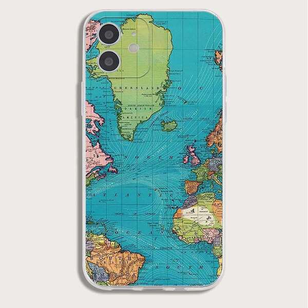 

Map Print Phone Case, Blue