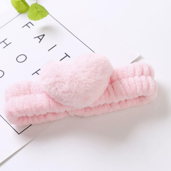 

Heart Decor Bath Headband, Pink