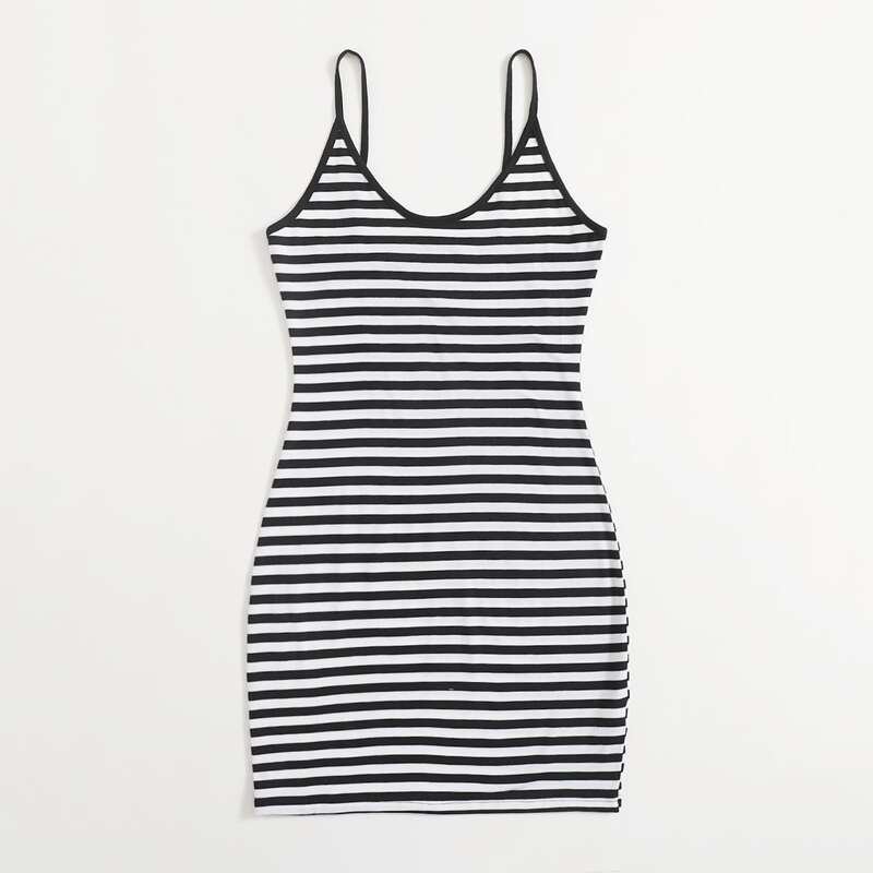 

Striped Cami Dress, Black and white