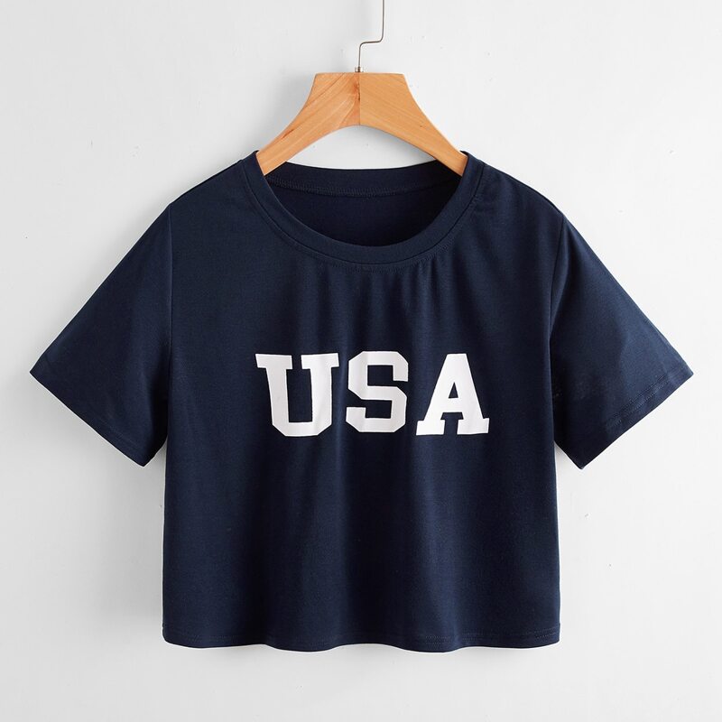 

Letter Crop Tee, Navy blue