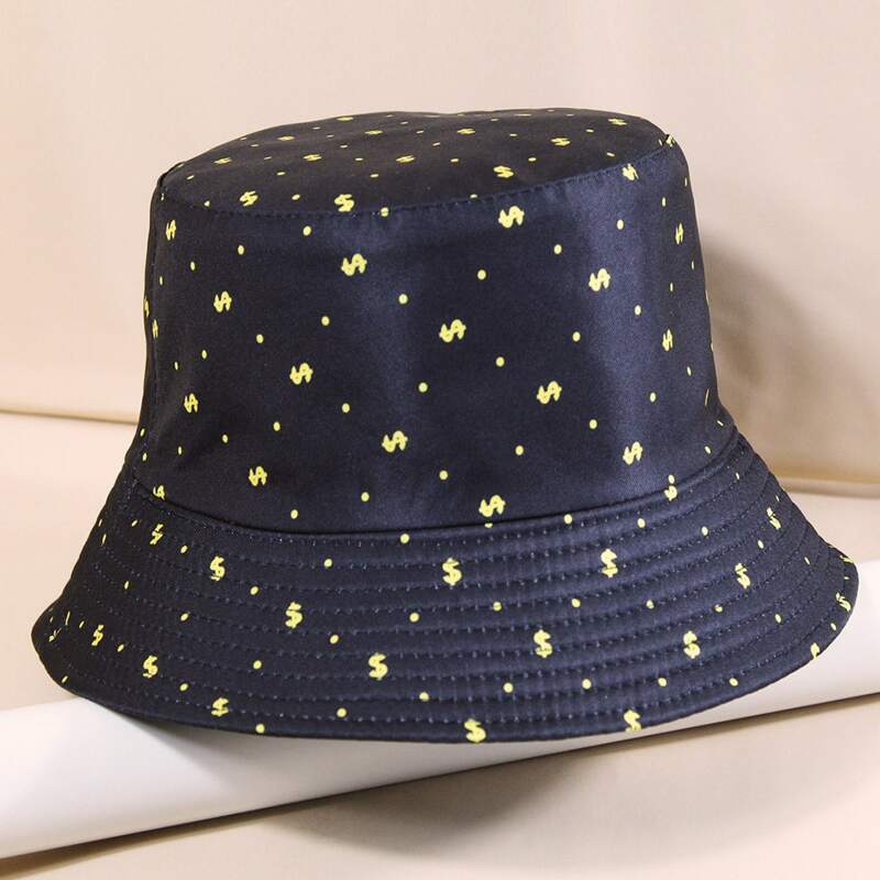 

Graphic Print Bucket Hat, Black