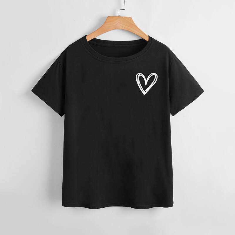 

Heart Graphic Tee, Black