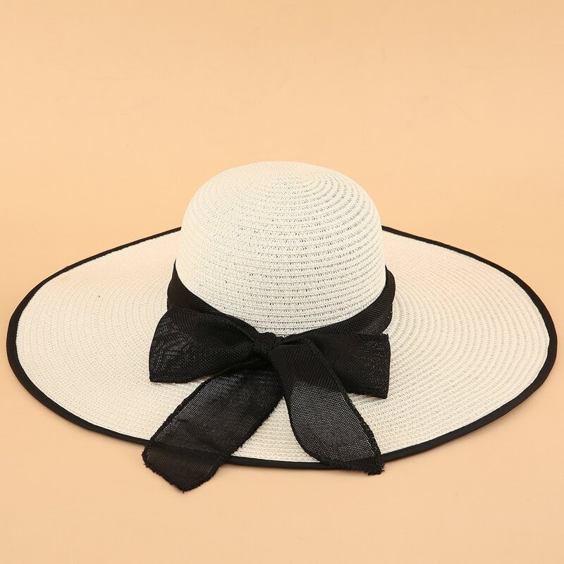 

Bow Knot Decor Straw Hat, Beige