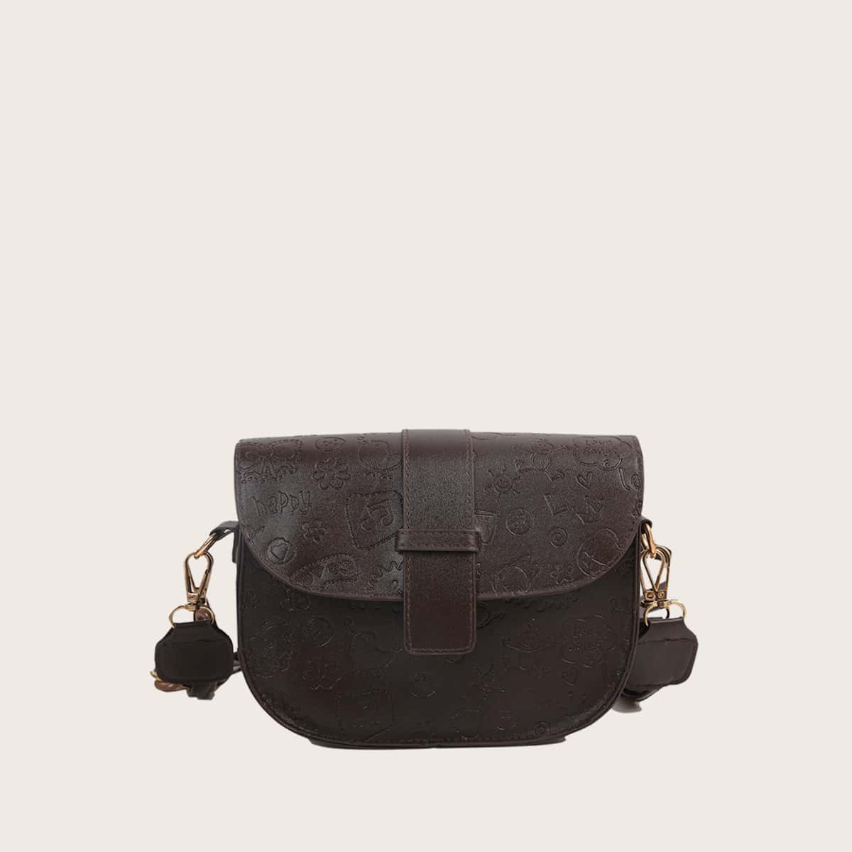 

Cartoon Embossed Shoulder Bag, Brown