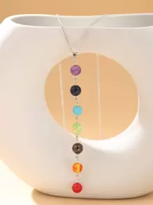 綠松石吊墜Y形垂墜式項鏈 - 彩色 - 查看 1