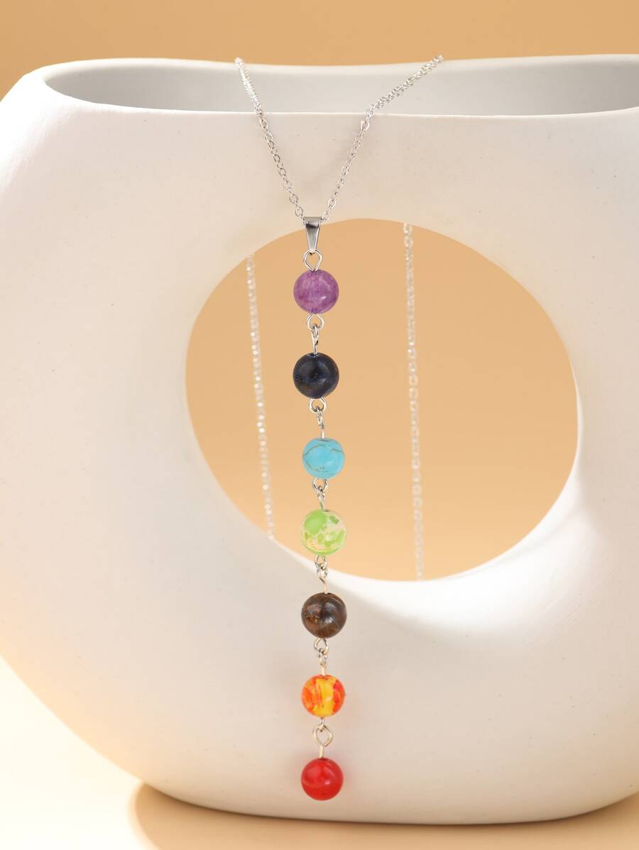 綠松石吊墜Y形垂墜式項鏈 - 彩色 - 查看 1