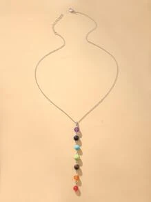 綠松石吊墜Y形垂墜式項鏈 - 彩色 - 查看 2