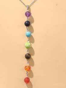 綠松石吊墜Y形垂墜式項鏈 - 彩色 - 查看 3